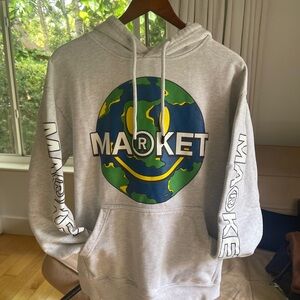 Men’s Gray MARKET Hoodie with Earth Graphic